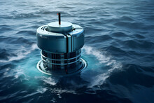 3d Illustration Of A Futuristic Space Station Floating In The Sea.
