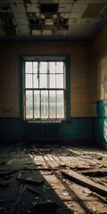 Canvas Print - window building abandoned