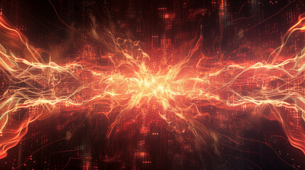 Fototapete - Glowing Digital Waveforms Design