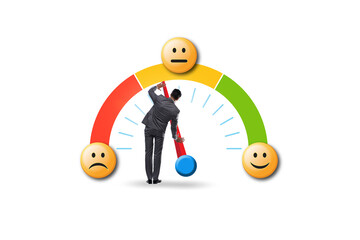 Satisfaction meter in customer opinion concept