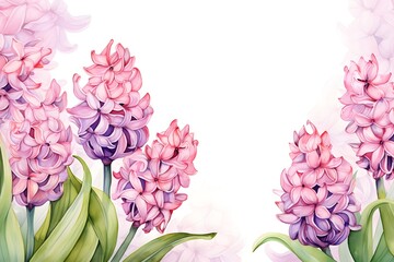 Wall Mural - Watercolor pastel elegant Hyacinth flower on white background with copy space for nature season holiday art decoration
