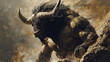 Illustration of an angry bull with big horns and a human torso