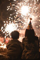 People watch beautiful fireworks show to celebrate Chinese lunar new year.