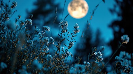 Poster - Capture the magic of a moonlit night in a tranquil forest, with the silvery glow illuminating the foliage and creating a dreamlike atmosphere 