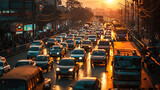Fototapeta Miasta - Traffic jams occur every day on Indian expressways.