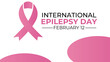 Epilepsy Awareness Month concept. Banner template with purple ribbon and text. It ,s understanding and awareness of epilepsy. Banner, flyer, web, poster, card, background design. Vector illustration