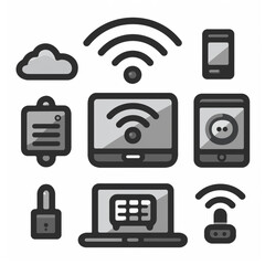 Canvas Print - wireless network icons