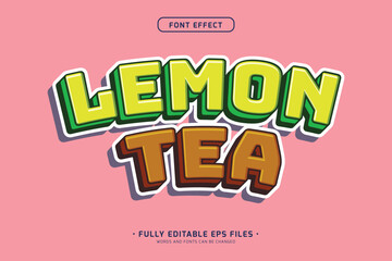 Wall Mural - 3d sticker style lemon tea text effect