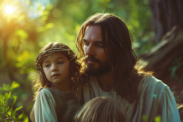 Portrait of Jesus Christ and children