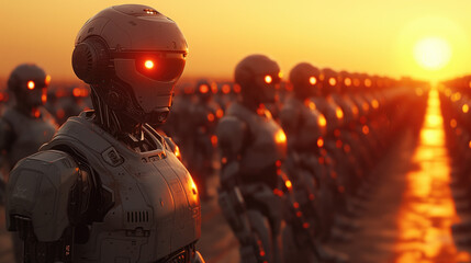 Canvas Print - Robots' artificial intelligence army