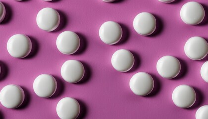 Canvas Print - A pink background with white circles