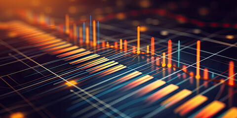 Poster - a computer screen with a graph graph on it stock market growth, business investing and data concept 