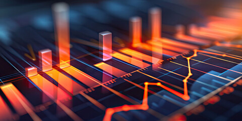 Poster - a computer screen with a graph graph on it stock market growth, business investing and data concept 