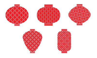 Wall Mural - set of silhouette chinese lampion. vector eps 10