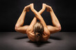 Abstract sport and medical concept. Beautiful body of yoga woman over dark background.