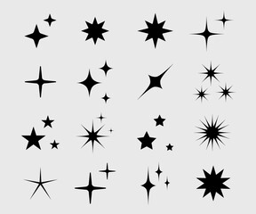 Wall Mural - sparkle icons set. twinkle stars collection. shine star icons. effect shine, glitter, twinkling and 