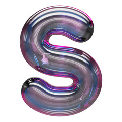 3d font glass bubble . Letter S