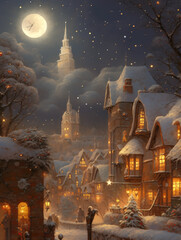 Canvas Print - christmas night in the city