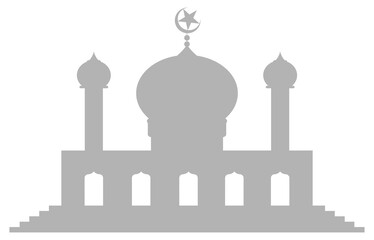 Mosque Silhouette, Flat Style. can use for Art Illustration, Decoration, Wallpaper, Background, Apps, Website, Logo Gram, Pictogram, Greeting Card or for Graphic Design Element. Format PNG