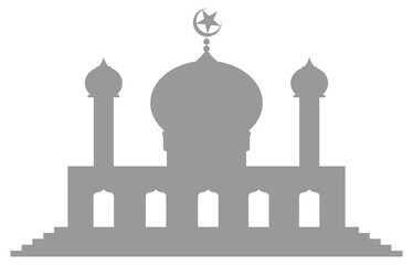 Mosque Silhouette, Flat Style. can use for Art Illustration, Decoration, Wallpaper, Background, Apps, Website, Logo Gram, Pictogram, Greeting Card or for Graphic Design Element. Format PNG