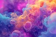Abstract fantasy sky with neon clouds in a variety of colors. Generative AI