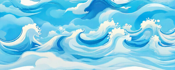  Vector ocean wave line blue and white background. Ocean sea art with natural template. Seamless soft blue ocean pattern wave water background.