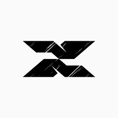 Poster - Logo design graphic concept creative premium vector stock initial letter X font cut top down flip scratches. Related to monogram typography branding