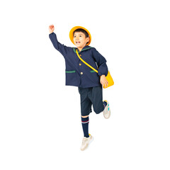Aufkleber - ジャンプする幼稚園児・保育園児の男の子　手作業で精密に切り抜いた背景透過全身写真PNG