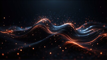 Wall Mural - illustration of abstract waving particle technology background design. abstract wave moving dots flo