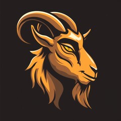 Canvas Print - Goat head logo graphic illustration, AI generated Image