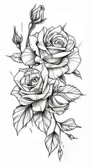 Sticker - Rose tattoo flash, AI generated Image