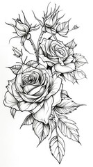 Wall Mural - Rose tattoo flash, AI generated Image