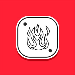 Poster - Fire icon line in flat. Stock vector.