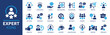 © Icons-Studio - Expert icon set. Containing advice, competence, expertise, knowledge, skill, specialist, experience and more. Solid vector icons collection.