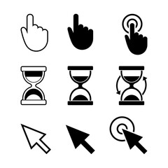 Poster - Click icons and hand cursor signs set  isolated on transparent background