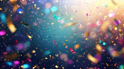 abstract festive background with glitter, confetti, ribbons and free place for text. new year, chris