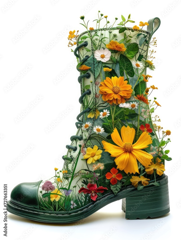 Colorful Rose Floral Men's Boots