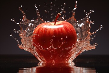 Red apples in perfect harmony as they meet the water below