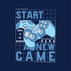 Aufkleber - t-shirt print design with gamepad drawing as vector