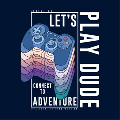 Aufkleber - gaming concept tee print design with gamepad drawing as vector