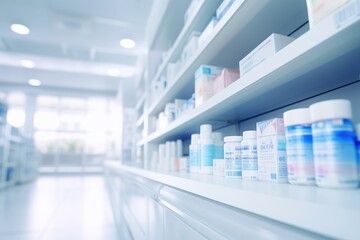 abstract blurred corridor concept background of pharmacy pharmacy product. blurred pharmacy backgrou