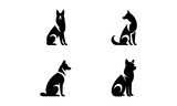 Fototapeta Koty - minimal dog logo icon set  , black and white dog minimal logo icon set