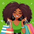 happy shopping spree vibrant illustration