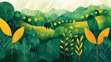 Wall Mural - Agroforestry: Integrated Land-Use and conceptual metaphors of Integrated Land-Use