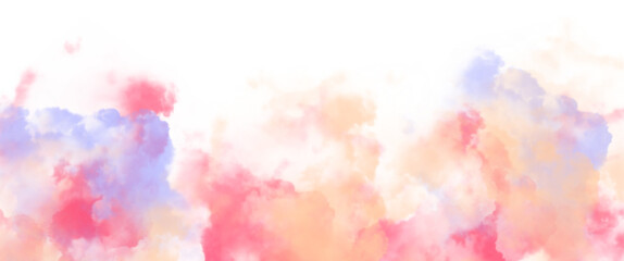 Wall Mural - pastel coloured yellow red cloudscape on transparent background clipart clouds cloudy pastels