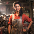 © Aqsapics - Indian female auto mechanic standing confidently