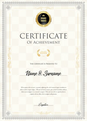 Wall Mural - Certificate with golden seal and colorful design border 