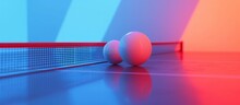 Table Tennis Racket Or Ping Pong Bat With A Ball For Sport Equipment Vibrant Background.Generated AI