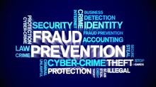 Fraud Prevention Animated Word Cloud;text Design Animation Tag Kinetic Typography Seamless Loop.