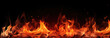 Row Fire flames on the bottom isolated on black background